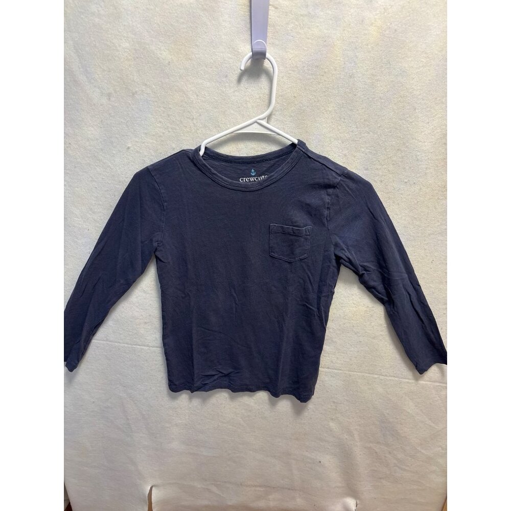 Crewcuts Kids Long Sleeve Navy Tee With Pocket Size M (8-9) Cotton